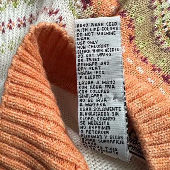 Tiara International Peach White Classic Knitted Front Zip mock Casual Sweater - Picture 9 of 9